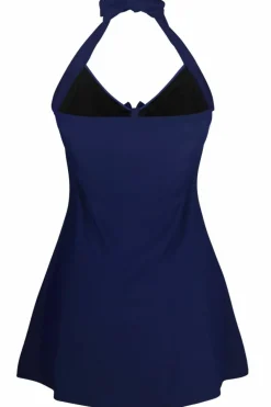 Outlet Dear-Lover Navy White Stripes One-piece Swimdress Blue white stripes