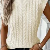 Outlet Dear-Lover Cable Knit High Neck Sweater Vest Oatmeal
