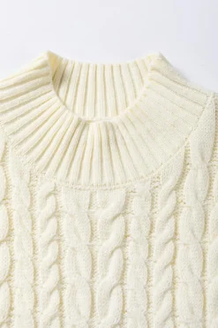 Outlet Dear-Lover Cable Knit High Neck Sweater Vest Oatmeal
