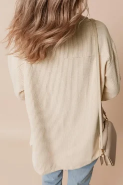 Online Dear-Lover Corduroy Flap Pocket Button Up Shacket Oatmeal