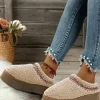 Sale Dear-Lover Embroidered Sherpa Plush Thick Sole Snow Boots Oatmeal