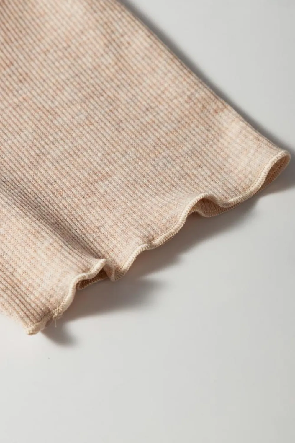 Hot Dear-Lover Short Sleeve Half Button Ribbed Knit Top Oatmeal