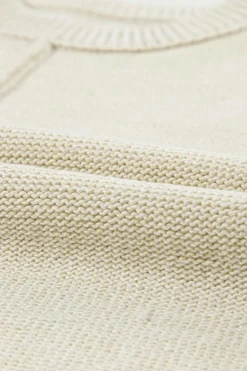 Best Dear-Lover Solid Color Cap Sleeve Knitted Sweater Oatmeal