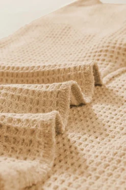 Online Dear-Lover Textured Knit Button Back Cuffed Sleeve Tee Oatmeal