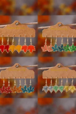 Best Dear-Lover 3 Pairs/Set Thanksgiving Maple Leaves Hook Dangle Earrings Orange