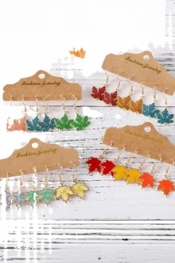 Best Dear-Lover 3 Pairs/Set Thanksgiving Maple Leaves Hook Dangle Earrings Orange