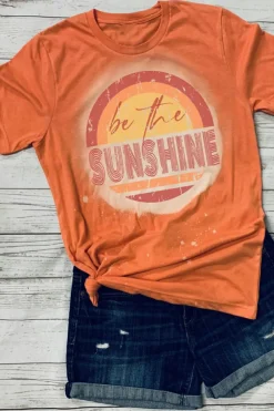 Best Dear-Lover Be The Sunshine Graphic Crewneck T Shirt Orange