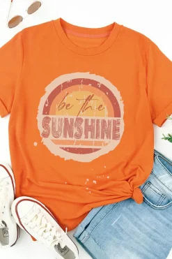 Best Dear-Lover Be The Sunshine Graphic Crewneck T Shirt Orange