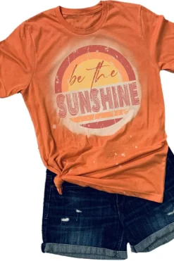 Best Dear-Lover Be The Sunshine Graphic Crewneck T Shirt Orange