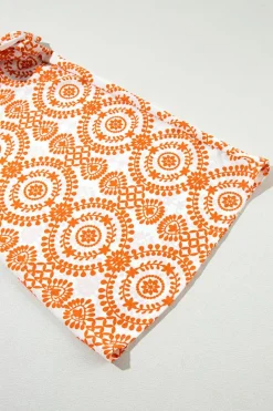 New Dear-Lover Boho Retro Flower Print Wide Leg Pants Orange