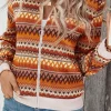 Hot Dear-Lover Boho Striped Zip Up Long Sleeve Jacket Orange