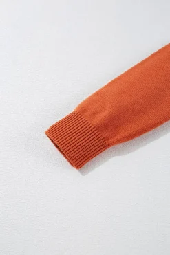 Outlet Dear-Lover Boo Knitted Pattern Ribbed Edge Drop Shoulder Sweater Orange