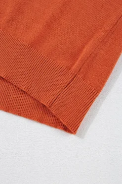 Outlet Dear-Lover Boo Knitted Pattern Ribbed Edge Drop Shoulder Sweater Orange