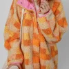 Clearance Dear-Lover Checkered Sherpa Hooded Jacket Orange