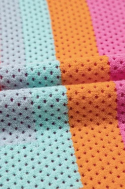 Clearance Dear-Lover Color Block Eyelet Casual Sweater T Shirt Orange