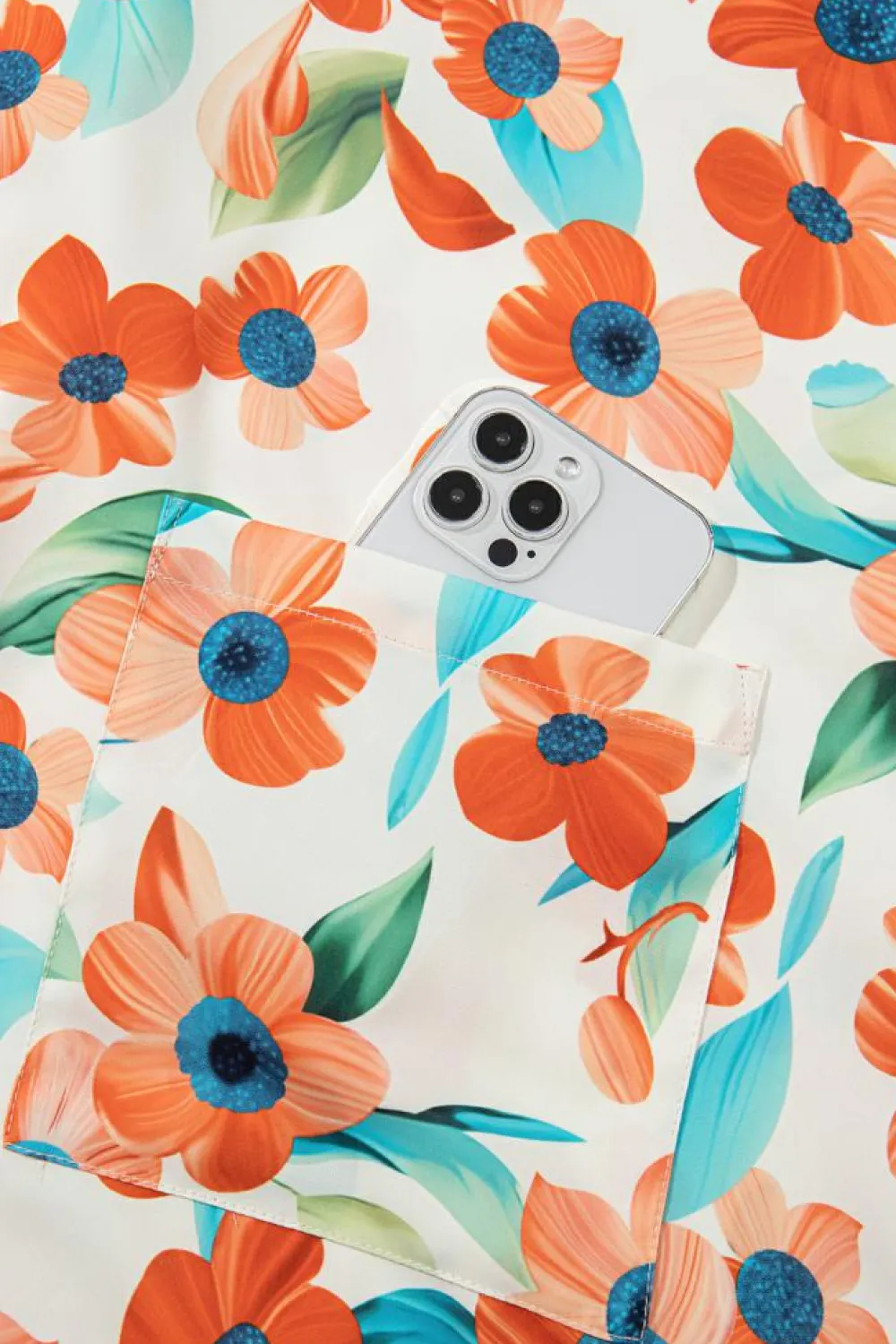Discount Dear-Lover Contrast Trim Floral Split Neck Puff Short Sleeve Tiered Mini Dress Orange