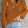 Hot Dear-Lover Drop Shoulder Back Cut-out Sweater with Tie Orange