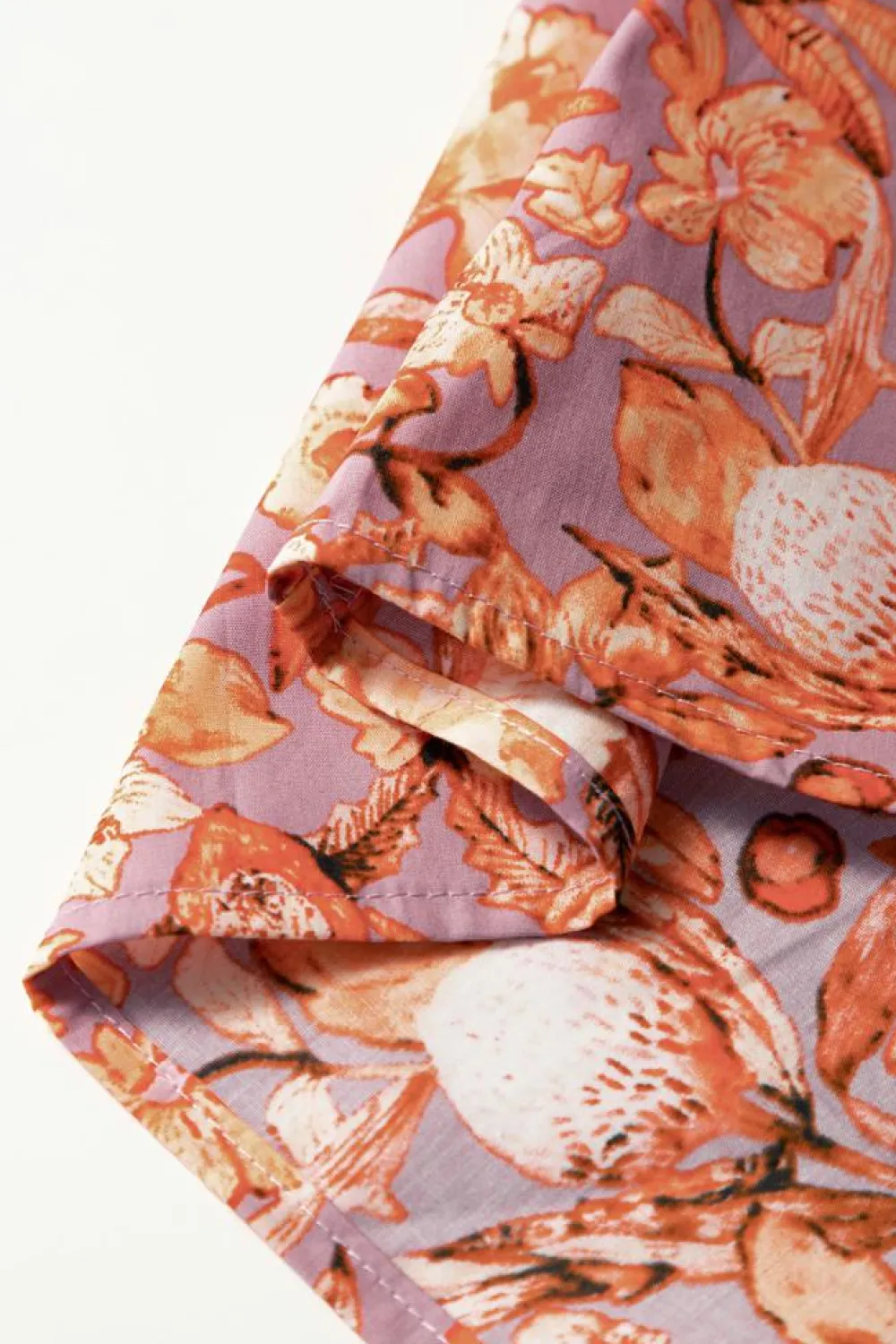 Clearance Dear-Lover Floral Print Ruffled Flutter Sleeve Frilled V Neck Blouse Orange
