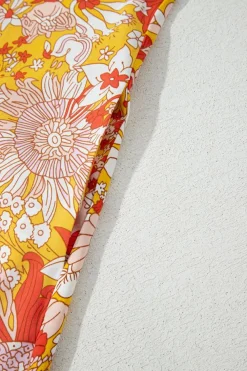 Outlet Dear-Lover Floral V Neck Wide Leg Sleeveless Jumpsuit Orange
