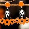 Sale Dear-Lover Flower Ghost Halloween Acrylic Earrings Orange