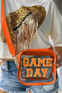 Best Dear-Lover GAME DAY Rugby Football Clear Shoulder Bag Orange