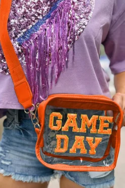 Best Dear-Lover GAME DAY Rugby Football Clear Shoulder Bag Orange