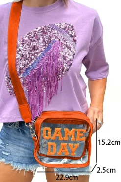 Best Dear-Lover GAME DAY Rugby Football Clear Shoulder Bag Orange