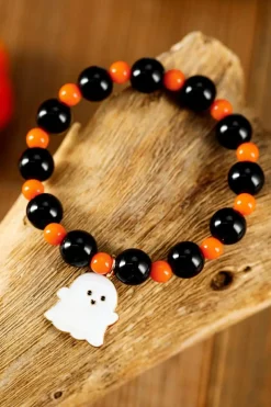 Discount Dear-Lover Halloween Ghost Pendant Beaded Bracelet Orange