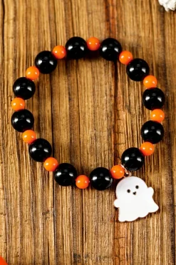 Discount Dear-Lover Halloween Ghost Pendant Beaded Bracelet Orange