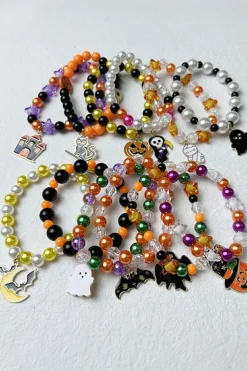 Discount Dear-Lover Halloween Ghost Pendant Beaded Bracelet Orange