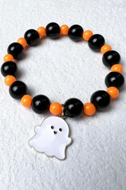 Discount Dear-Lover Halloween Ghost Pendant Beaded Bracelet Orange