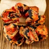 Fashion Dear-Lover Halloween Pattern Print Hair Scrunchie Orange