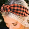 Discount Dear-Lover Halloween Plaid Print Knotted Headband Orange