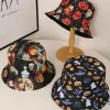 Hot Dear-Lover Halloween Pumpkin Ghost Print Bucket Hat Orange