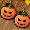 Hot Dear-Lover Halloween Pumpkin Face Hook Earrings Orange