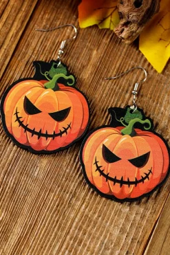 Hot Dear-Lover Halloween Pumpkin Face Hook Earrings Orange