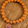 Online Dear-Lover Halloween Pumpkin Face Pendant Beaded Elastic Bracelet Orange