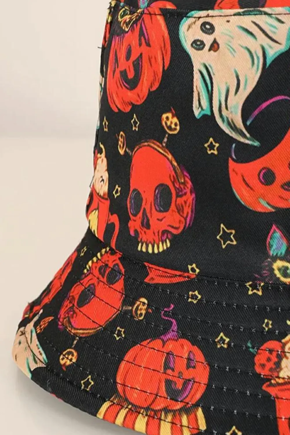 Hot Dear-Lover Halloween Pumpkin Ghost Print Bucket Hat Orange