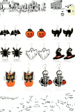 Hot Dear-Lover Halloween Pumpkin Face Hook Earrings Orange