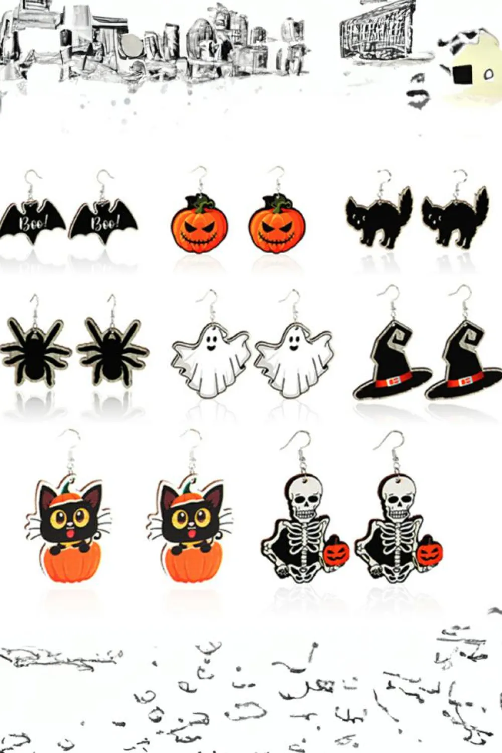 Hot Dear-Lover Halloween Pumpkin Face Hook Earrings Orange