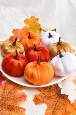 Hot Dear-Lover Halloween Thanksgiving Faux Plush Pumpkin Decorations Orange