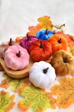 Hot Dear-Lover Halloween Thanksgiving Faux Plush Pumpkin Decorations Orange