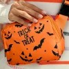 Best Dear-Lover Halloween TRICK OR TREAT Bat Pumpkin Print Crossbody Bag Orange