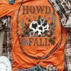 Hot Dear-Lover HOWDY FALL Western Pumpkin Graphic T Shirt Orange