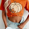 Online Dear-Lover Leopard Pumpkin Graphic Tee Orange