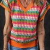 Best Dear-Lover Multi Flutter Sleeve Knitted Sweater Top Orange