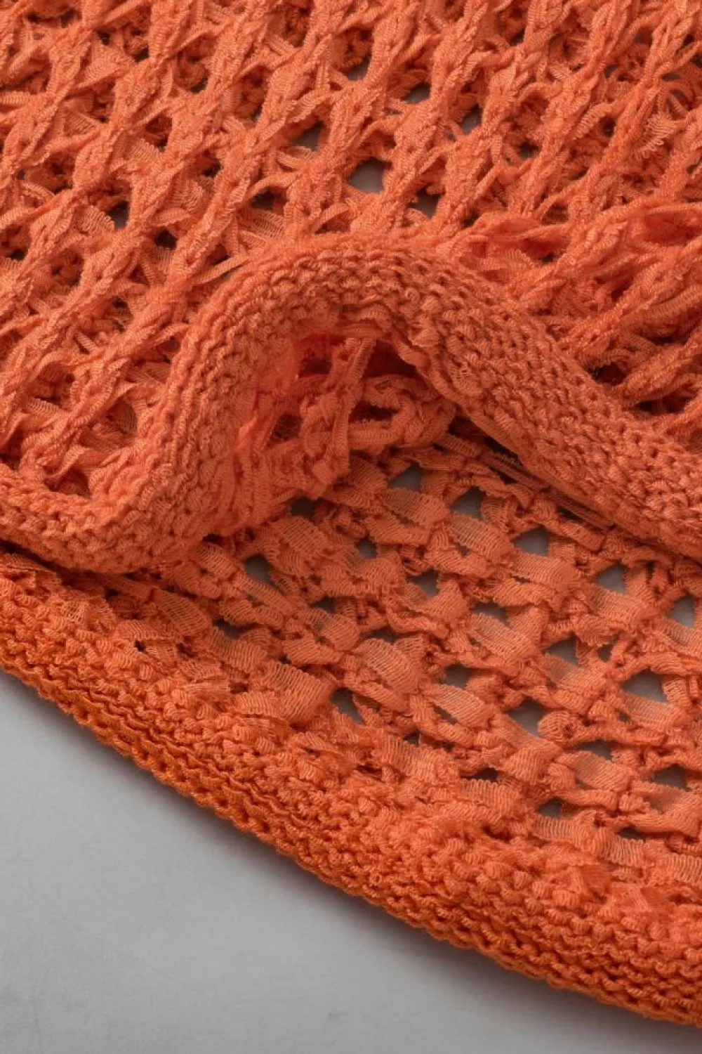 Online Dear-Lover Open Knit Crochet Bell Sleeve Tunic Sweater Orange