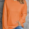 Outlet Dear-Lover Plain Crew Neck Long Sleeve Top Orange