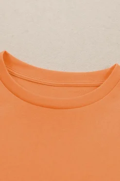 Outlet Dear-Lover Plain Crew Neck Long Sleeve Top Orange