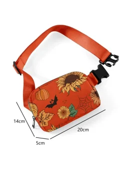 Online Dear-Lover Pumpkin Sunflower Halloween Graphic Crossbody Bag Orange